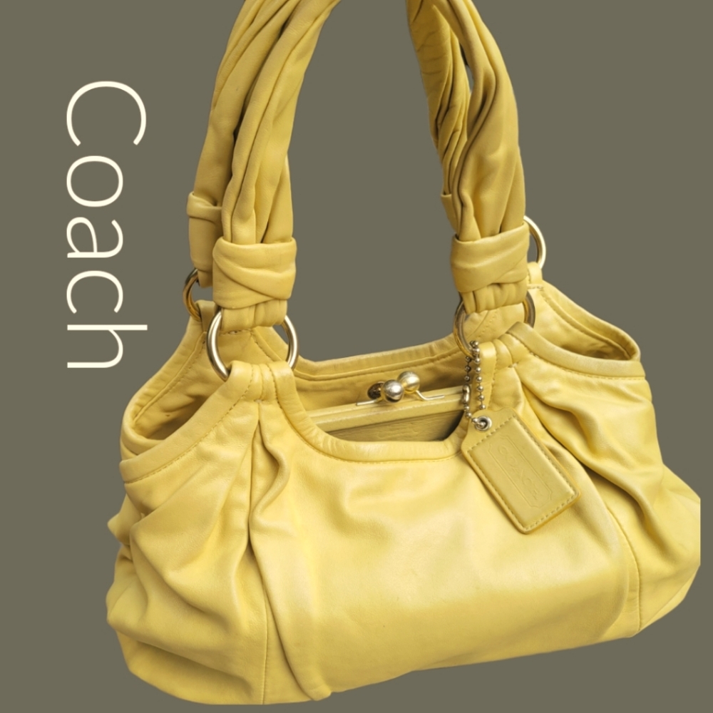 Coach Parker Kisslock Yellow leather satchel